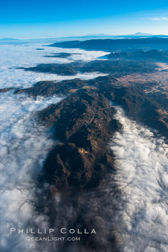 Clouds and mountains, San Diego mountains near Rancho Guejito and Black Mountain, sunrise. California, USA, natural history stock photograph, photo id 27912