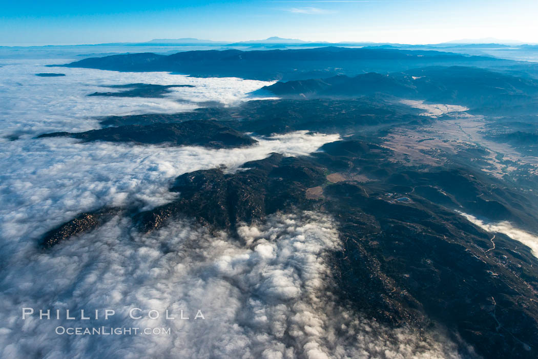 Clouds and mountains, San Diego mountains near Rancho Guejito and Black Mountain, sunrise., natural history stock photograph, photo id 27911