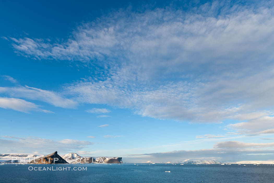 Clouds and rugged Antarctic coastline. Devil Island, Antarctic Peninsula, Antarctica, natural history stock photograph, photo id 24885