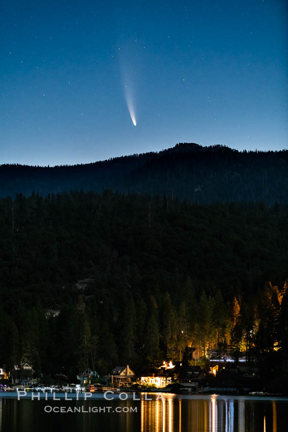 Comet NEOWISE over Bass Lake, California. USA, natural history stock photograph, photo id 36406