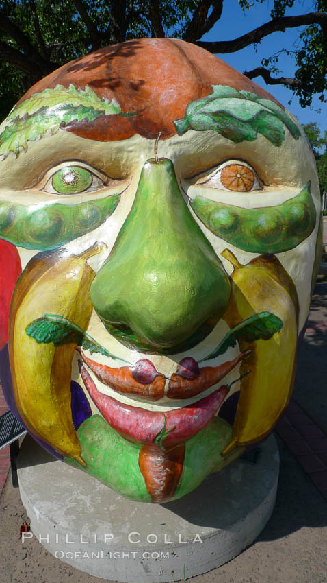 Cool Globes San Diego, an exhibit outside of the Natural History Museum at Balboa Park, San Diego.  Cool Globes is an educational exhibit that features 40 sculpted globes, each custom-designed by artists to showcase solutions to reduce global warming. California, USA, natural history stock photograph, photo id 21492