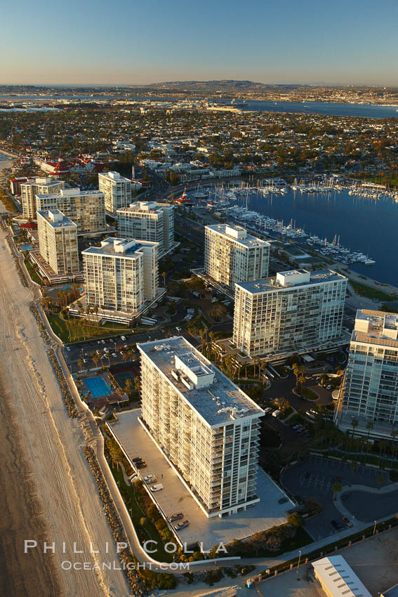 Coronado Shores, a group of 10 condominium buildings south of the Hotel Del, on the water on Coronado Island. San Diego, California, USA, natural history stock photograph, photo id 22328