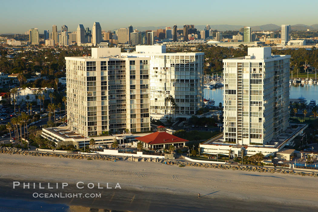 Coronado Shores, a group of 10 condominium buildings south of the Hotel Del, on the water on Coronado Island. San Diego, California, USA, natural history stock photograph, photo id 22364