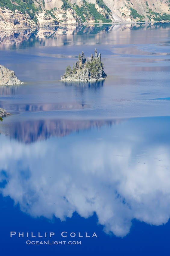 Phantom Ship, Crater Lake. Crater Lake is the six-mile wide lake inside the collapsed caldera of volcanic Mount Mazama. Crater Lake National Park, Oregon, USA, natural history stock photograph, photo id 13942