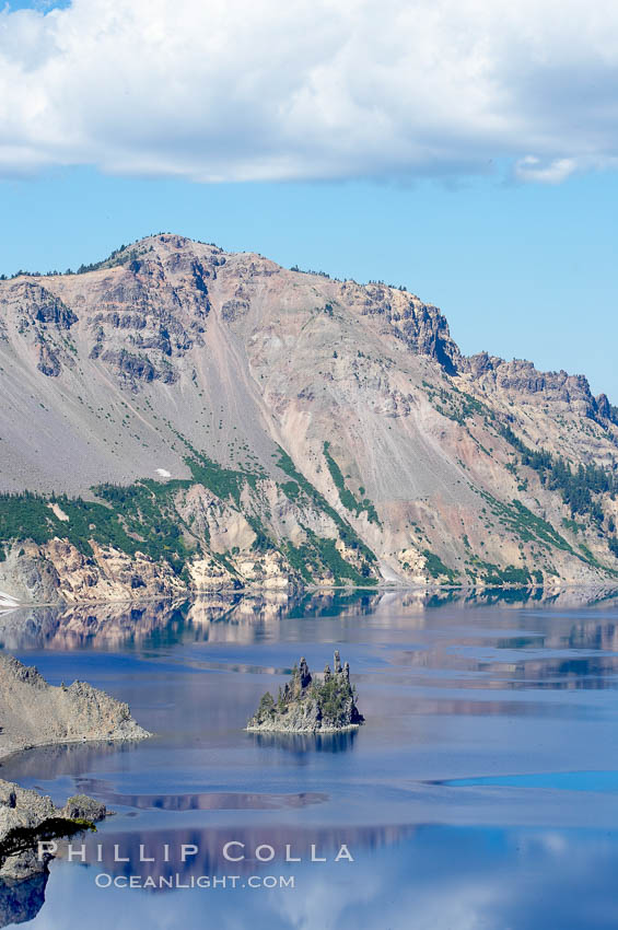 Phantom Ship, Crater Lake. Crater Lake is the six-mile wide lake inside the collapsed caldera of volcanic Mount Mazama. Crater Lake National Park, Oregon, USA, natural history stock photograph, photo id 13939