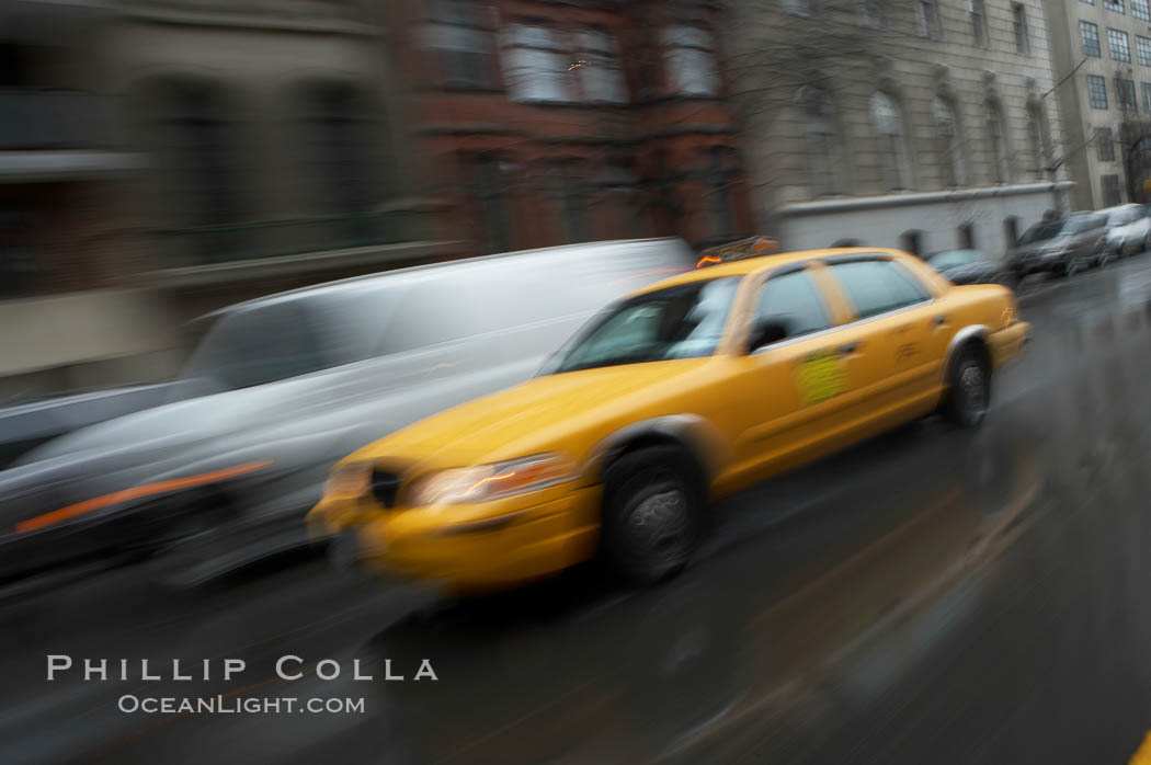 Crazy taxi ride through the streets of New York City. Manhattan, USA, natural history stock photograph, photo id 11198