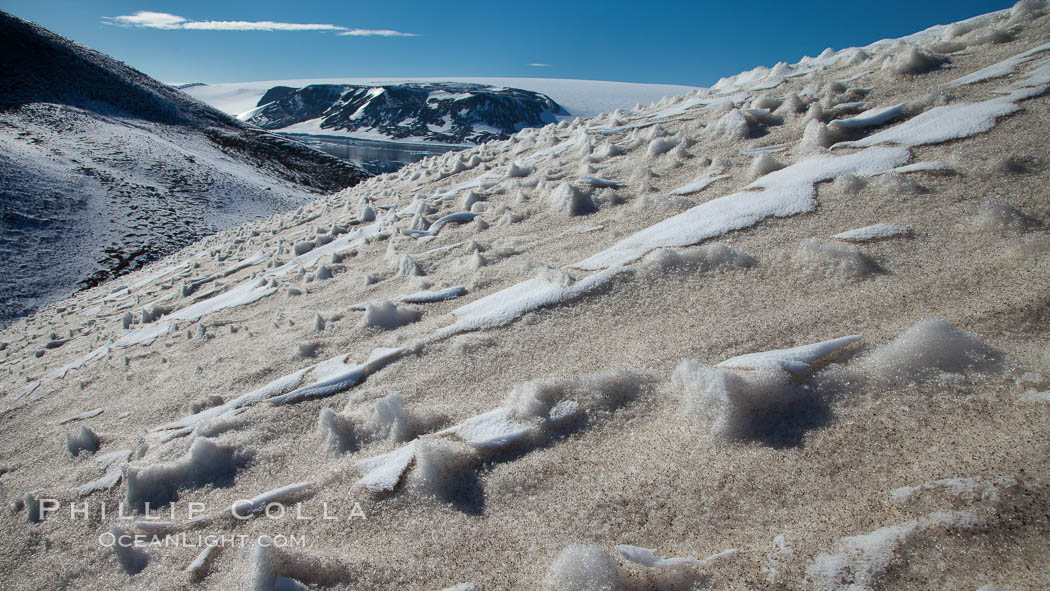 Crested snow patterns along the slopes of Devil Island. Antarctic Peninsula, Antarctica, natural history stock photograph, photo id 24818