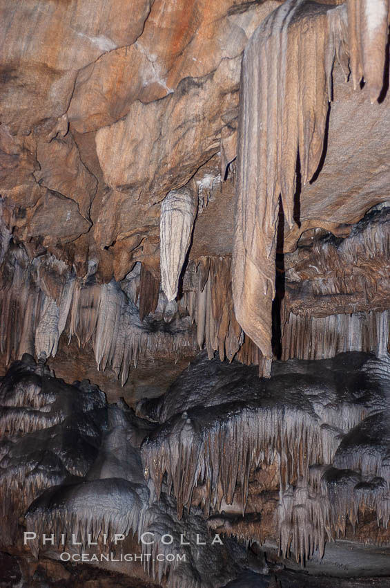 Many stalactites hang from the ceiling of the Marbled Room., natural history stock photograph, photo id 09921