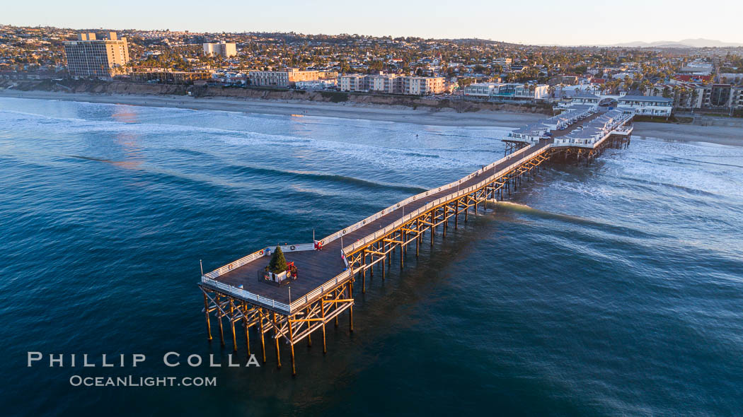 Crystal Pier aerial photo, Pacific Beach. California, USA, natural history stock photograph, photo id 38098