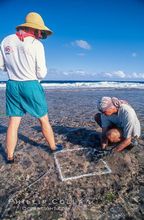 Damage Assessment Team at Rose Atoll NWR. Rose Atoll National Wildlife Refuge, American Samoa, USA, natural history stock photograph, photo id 00732