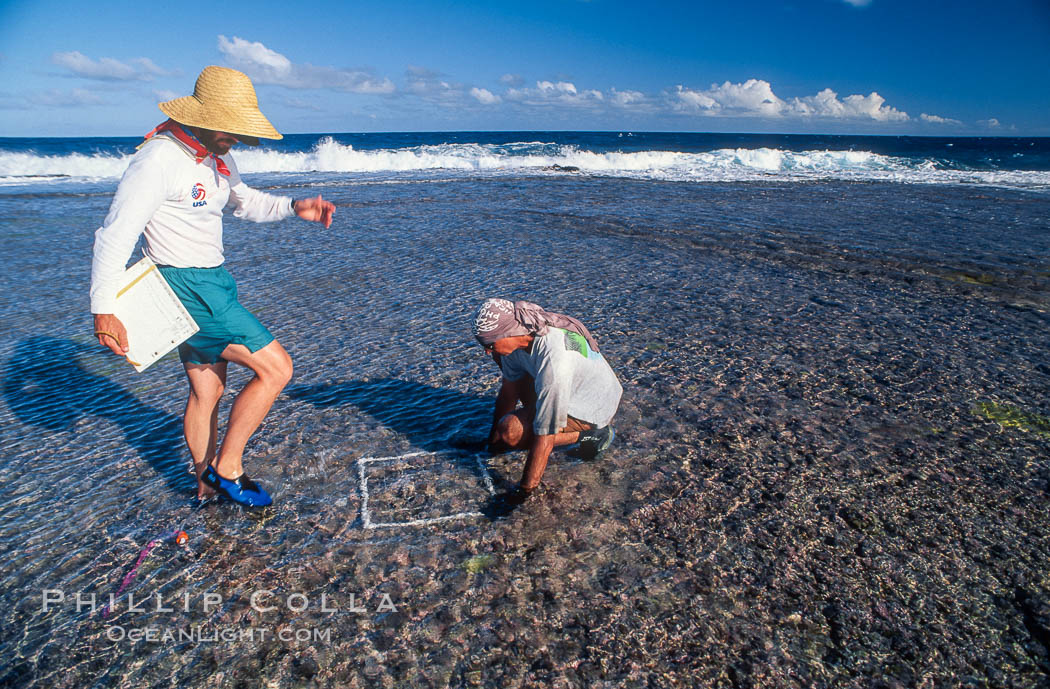 Damage Assessment Team at Rose Atoll NWR. Rose Atoll National Wildlife Refuge, American Samoa, USA, natural history stock photograph, photo id 00733