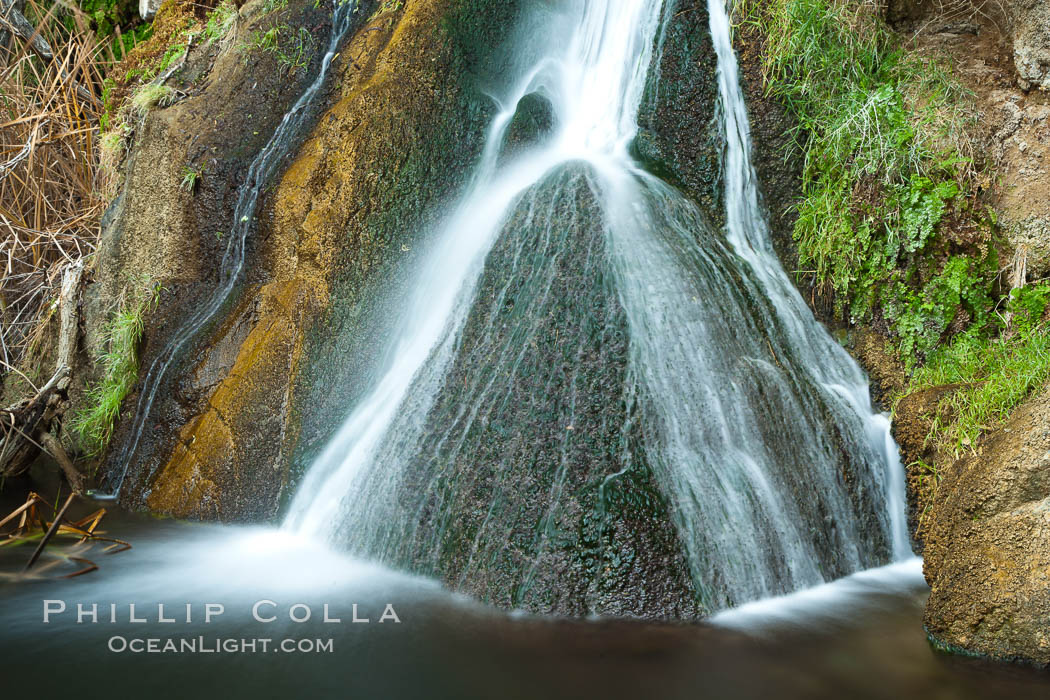 Darwin Falls in Death Valley, near the settlement of Panamint Springs.  The falls are fed by a perennial stream that flows through a narrow canyon of plutonic rock, and drop of total of 80' (24m) in two sections. Death Valley National Park, California, USA, natural history stock photograph, photo id 27684