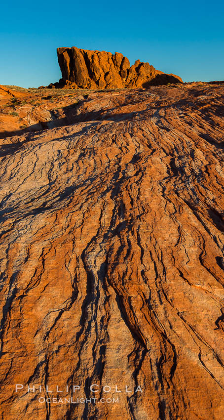 Sunrise lights sandstone rocks, Valley of Fire. Valley of Fire State Park, Nevada, USA, natural history stock photograph, photo id 28446