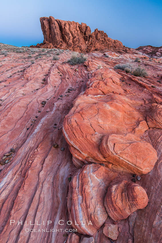 Sunrise lights sandstone rocks, Valley of Fire. Valley of Fire State Park, Nevada, USA, natural history stock photograph, photo id 28444