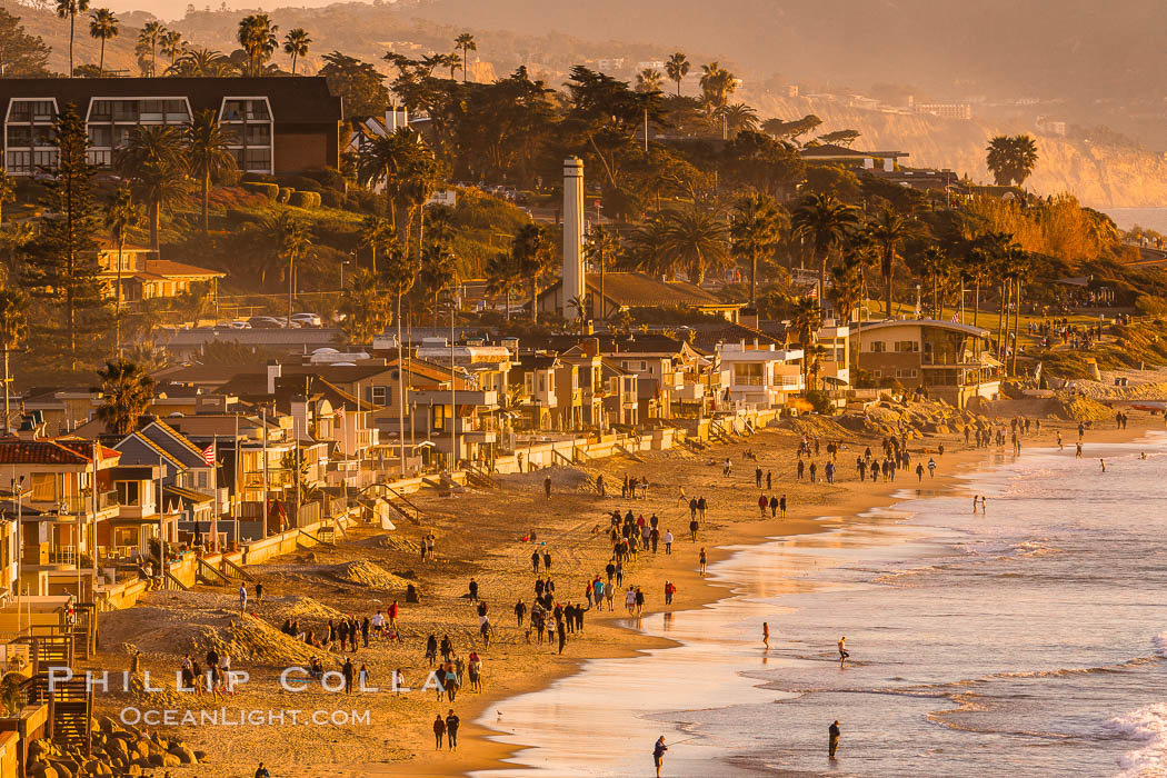 Del Mar Beach at Sunset, northern San Diego County. California, USA, natural history stock photograph, photo id 35066