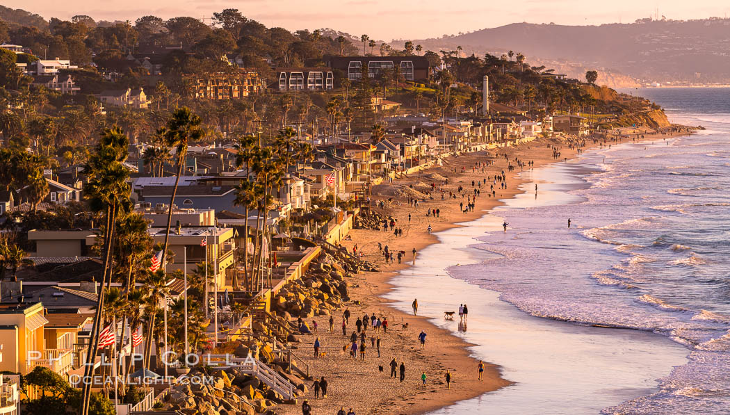 Del Mar Beach at Sunset, northern San Diego County. California, USA, natural history stock photograph, photo id 35067