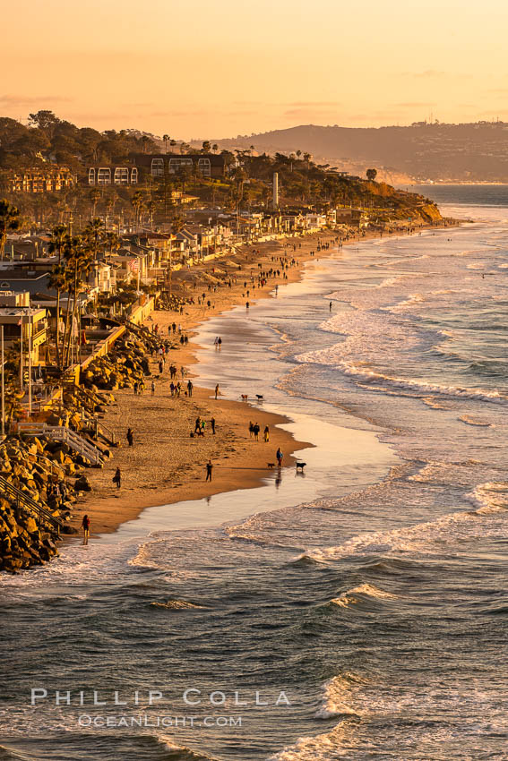 Del Mar Beach at Sunset, northern San Diego County. California, USA, natural history stock photograph, photo id 35069