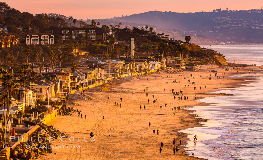 Del Mar Beach at Sunset, northern San Diego County. California, USA, natural history stock photograph, photo id 35097
