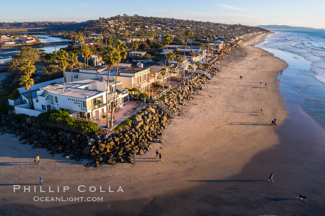 Del Mar Coastline at Sunset, Aerial Photo. California, USA, natural history stock photograph, photo id 38139