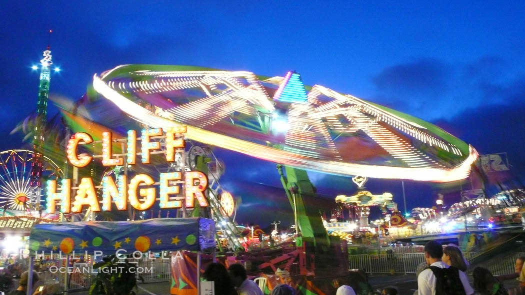 Del Mar Fair rides at night, blurring due to long exposure. California, USA, natural history stock photograph, photo id 20876