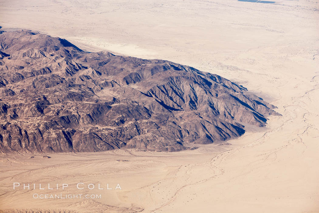 Desert, foothills and washes, west of the Salton Sea on the border of Anza-Borrego Desert State Park, aerial view., natural history stock photograph, photo id 22137