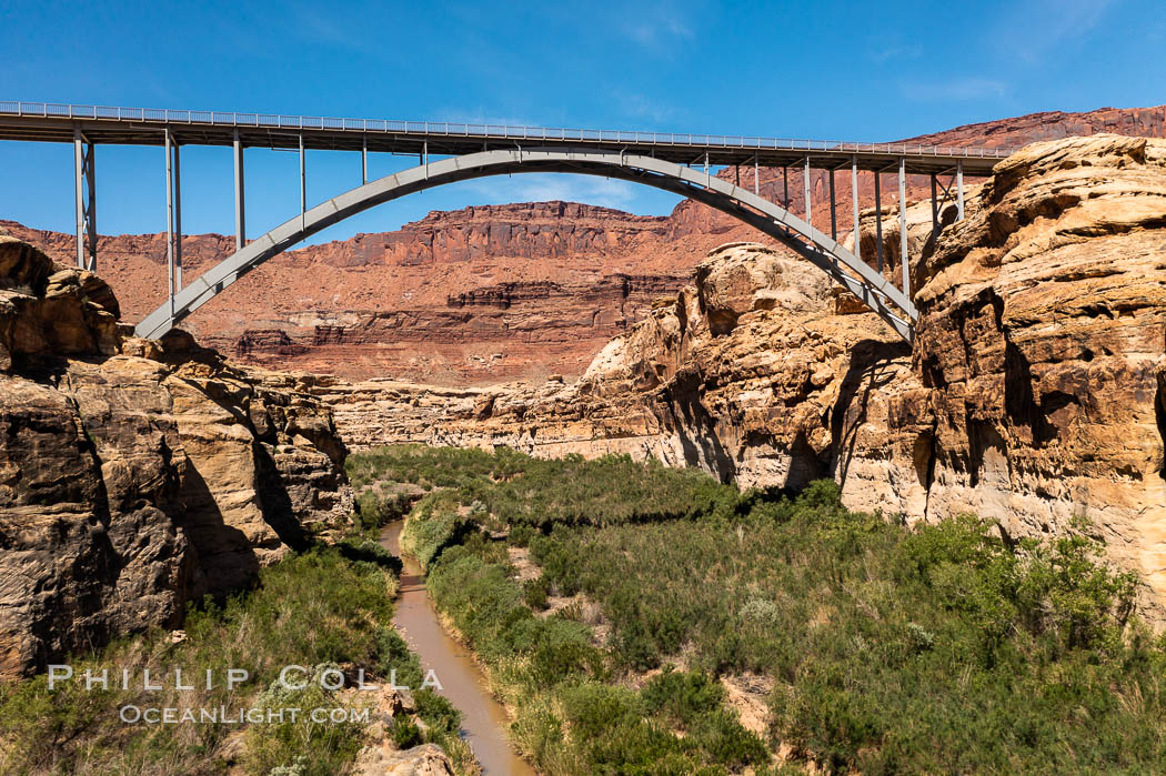 Dirty Devil River and Utah State Route 95 Bridge, Utah. USA, natural history stock photograph, photo id 38055