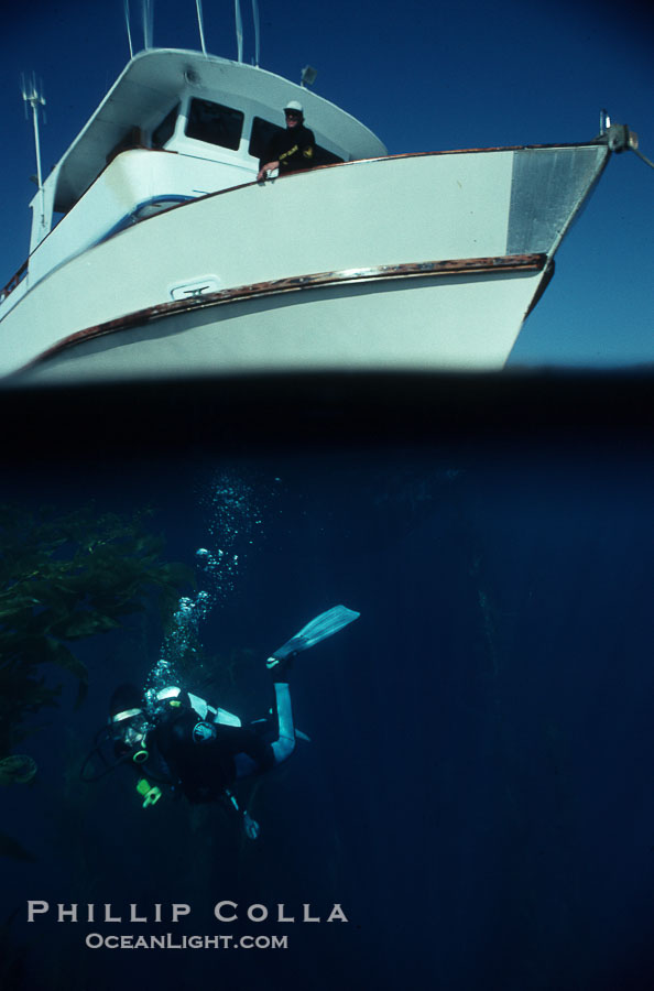 Diver and Boat Horizon., natural history stock photograph, photo id 02050