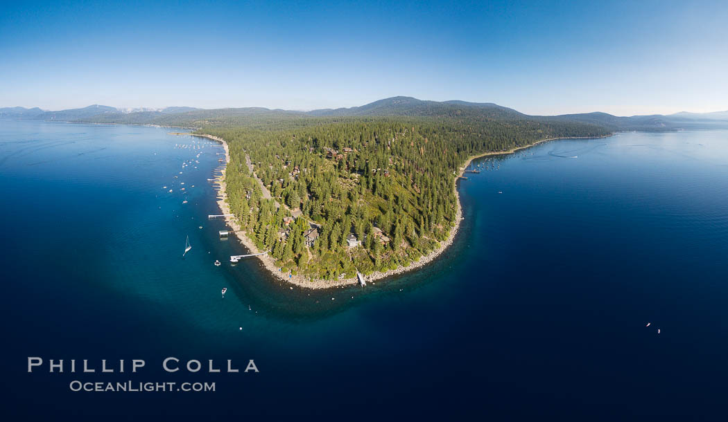 Dollar Point Lake Tahoe, aerial panoramic photo. California, USA, natural history stock photograph, photo id 38133