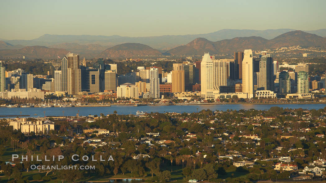 Downtown San Diego, viewed from above Coronado Island. California, USA, natural history stock photograph, photo id 22410