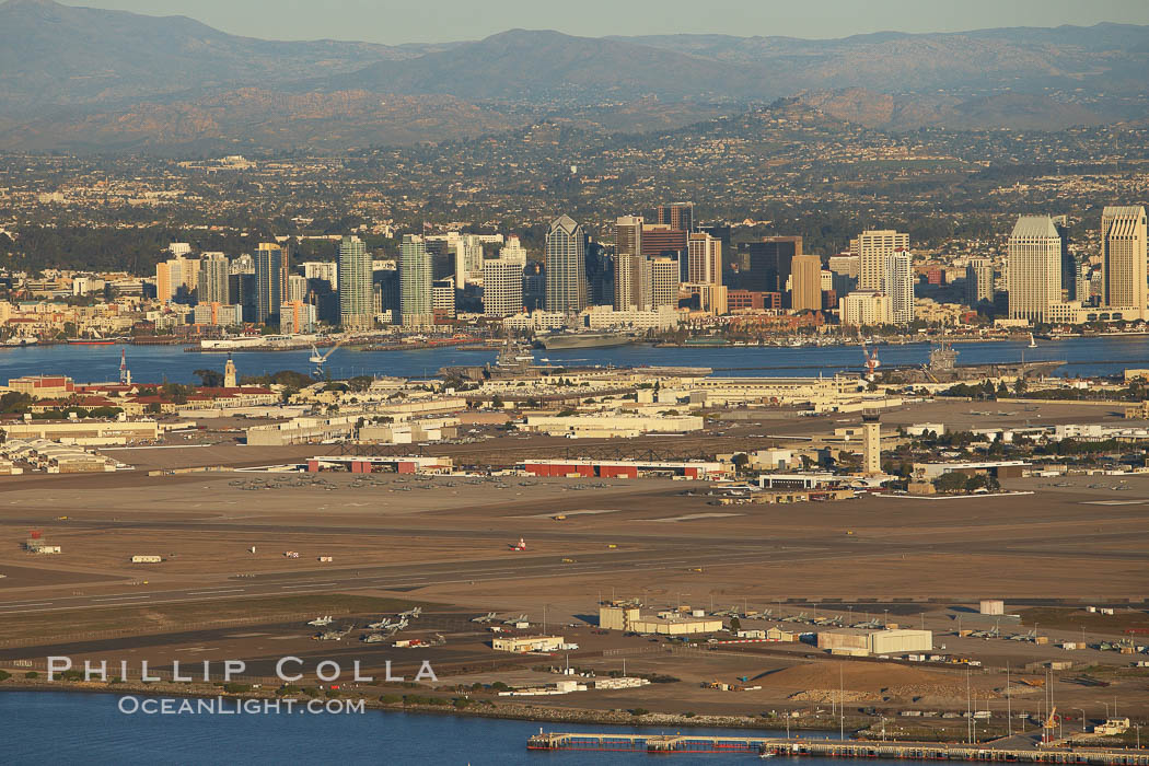 Downtown San Diego, viewed from above Point Loma, with Coronado and North Island NAS in the foreground., natural history stock photograph, photo id 22408