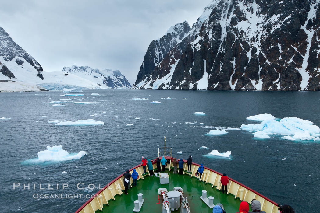 M/V Polar Star approaches Risting Glacier at the end of Drygalski Fjord. South Georgia Island, natural history stock photograph, photo id 26380