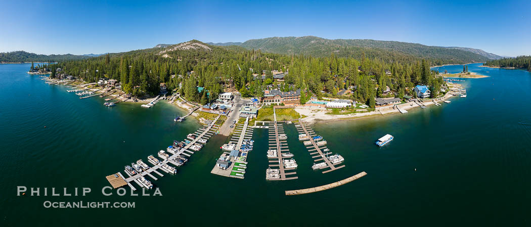 Duceys Resort at Bass Lake near Oakhurst, aerial photo. California, USA, natural history stock photograph, photo id 38248