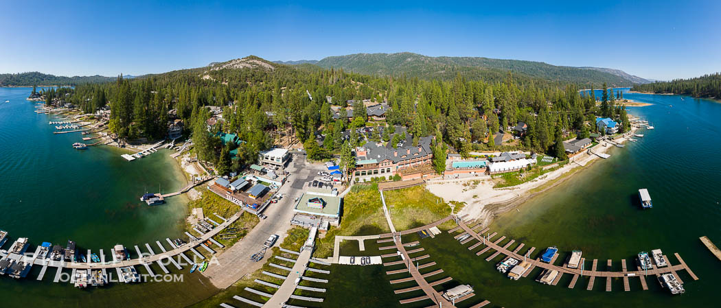 Duceys Resort at Bass Lake near Oakhurst, aerial photo. California, USA, natural history stock photograph, photo id 38251