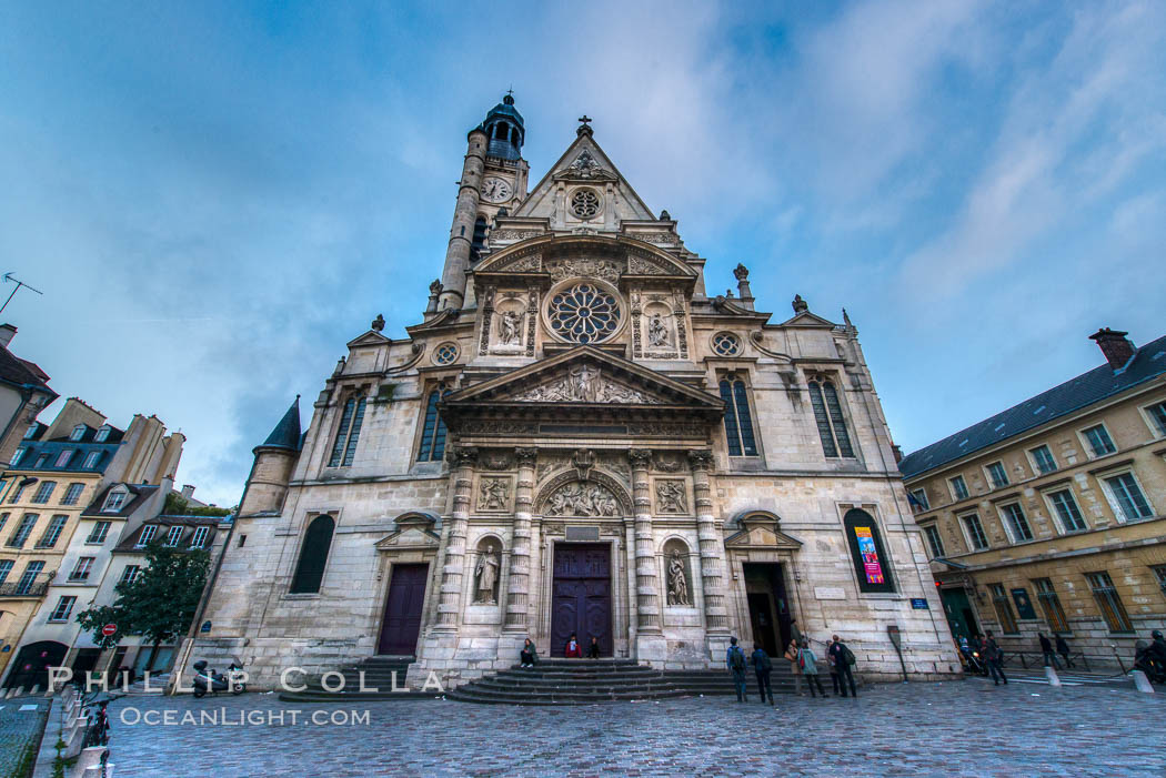 Eglise Saint-Etienne-du-Mont. Saint-Etienne-du-Mont is a church in Paris, France, located on the Montagne Sainte-Genevieve in the Ve arrondissement, near the Pantheon. It contains the shrine of St. Genevieve, the patron saint of Paris., natural history stock photograph, photo id 28030