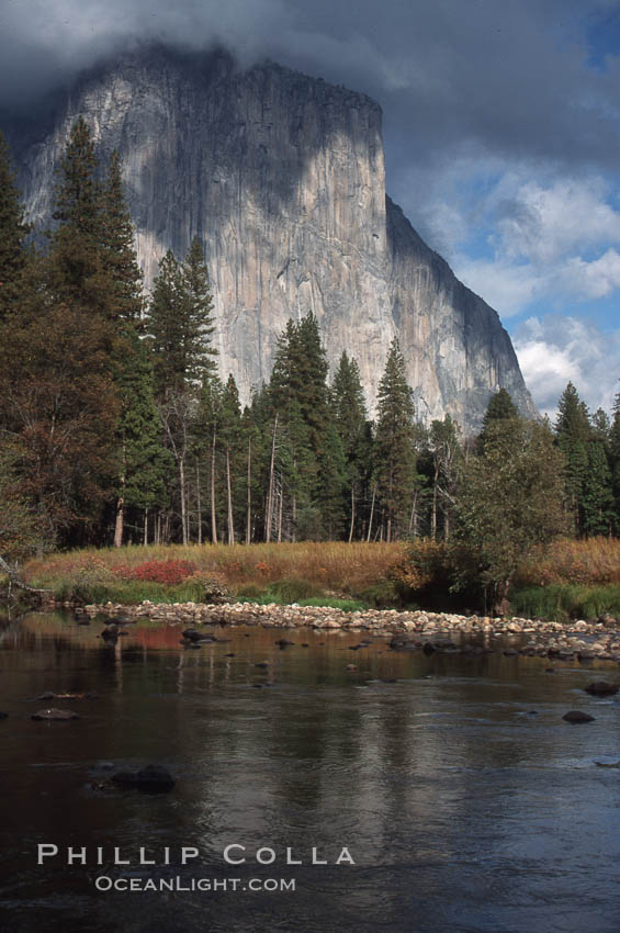El Capitan and Merced River, Yosemite Valley. Yosemite National Park, California, USA, natural history stock photograph, photo id 05418