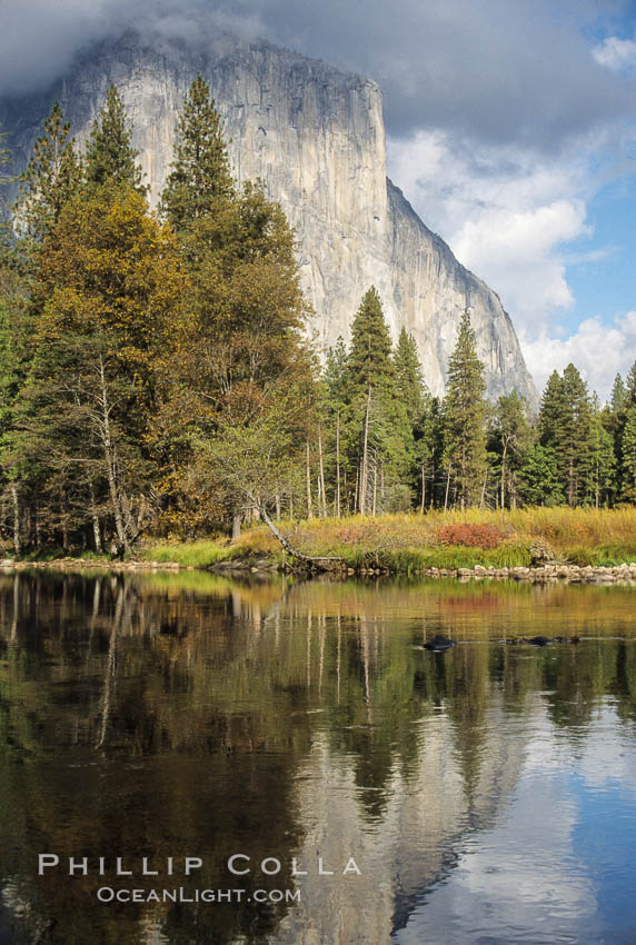 El Capitan and Merced River, Yosemite Valley. Yosemite National Park, California, USA, natural history stock photograph, photo id 05414