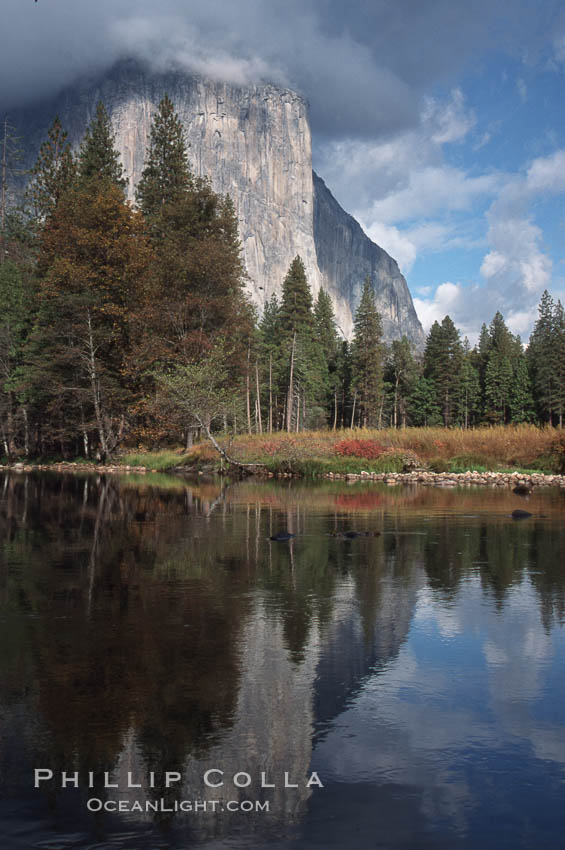 El Capitan and Merced River, Yosemite Valley. Yosemite National Park, California, USA, natural history stock photograph, photo id 05412