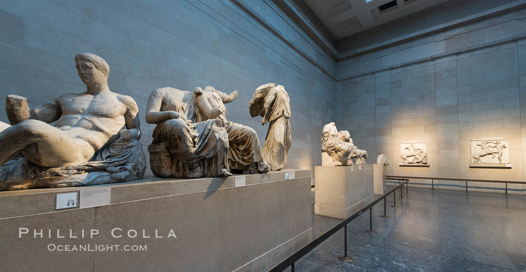 Elgin Marbles, a collection of classical Greek marble sculptures that originally were part of the Parthenon of Athens. British Museum, London, United Kingdom, natural history stock photograph, photo id 28312
