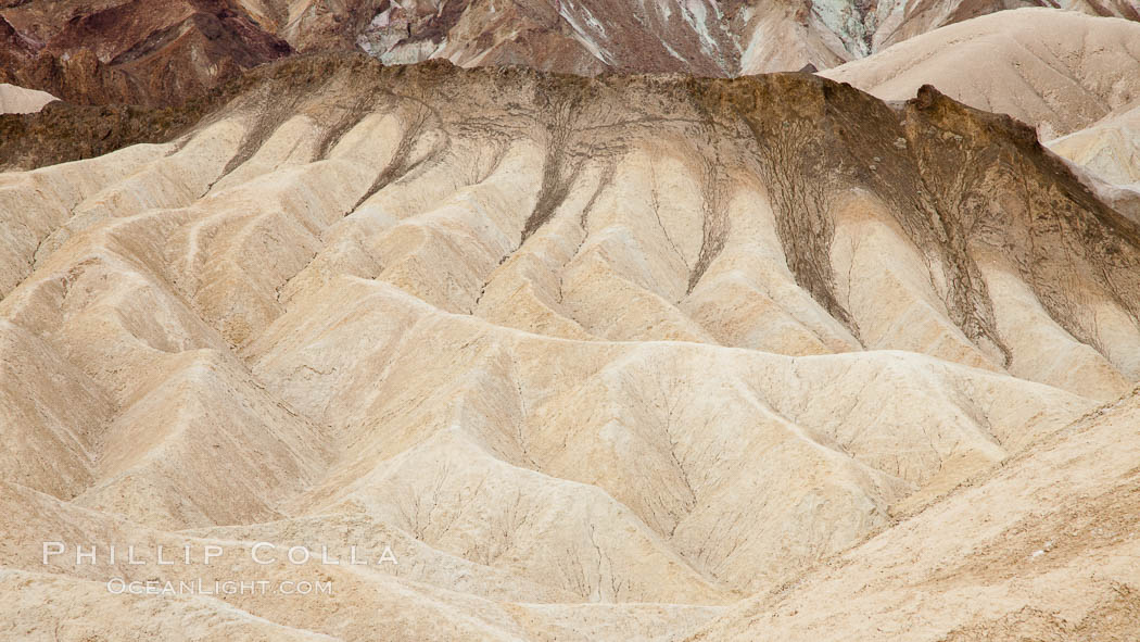 Eroded hillsides near Zabriskie Point and Gower Wash. Death Valley National Park, California, USA, natural history stock photograph, photo id 25297
