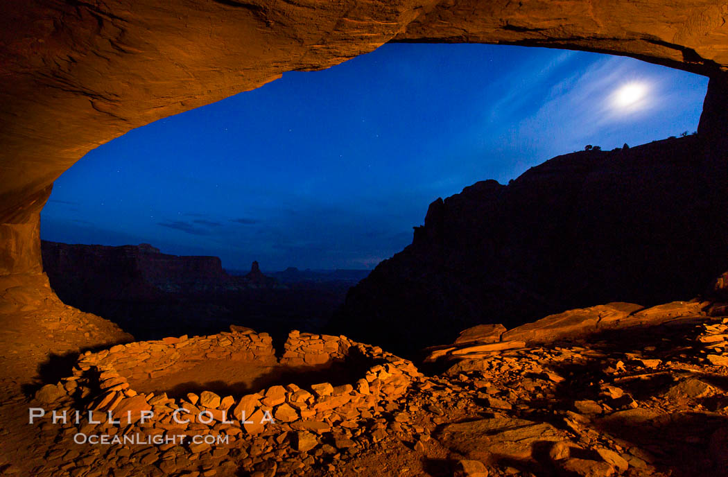 False Kiva at Sunset, Canyonlands National Park, Utah. USA, natural history stock photograph, photo id 28018