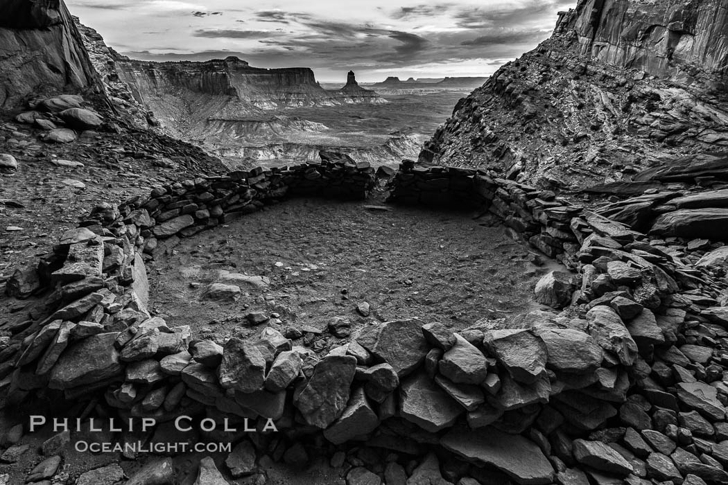 False Kiva at Sunset, Canyonlands National Park, Utah. USA, natural history stock photograph, photo id 28016