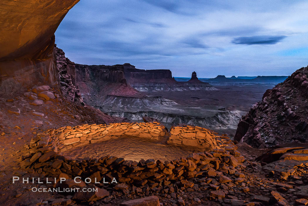 False Kiva at Sunset, Canyonlands National Park, Utah. USA, natural history stock photograph, photo id 29252