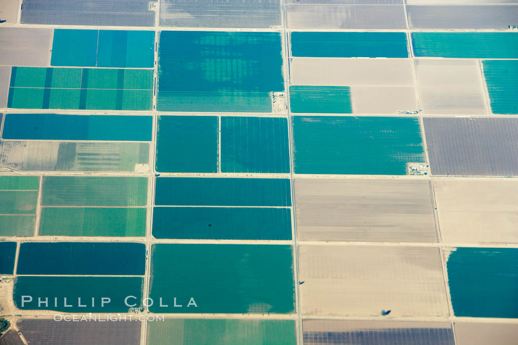Farms viewed from above, near Brawley, California, 22134