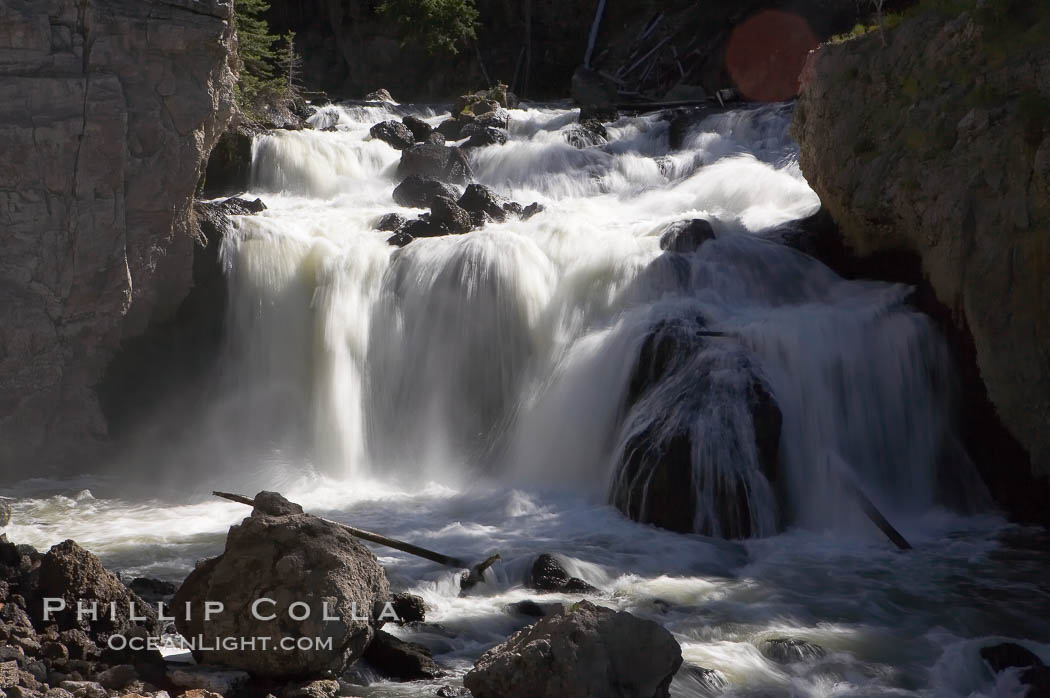 Firehole Falls drops 40 feet in the narrow Firehole Canyon. Yellowstone National Park, Wyoming, USA, natural history stock photograph, photo id 13311