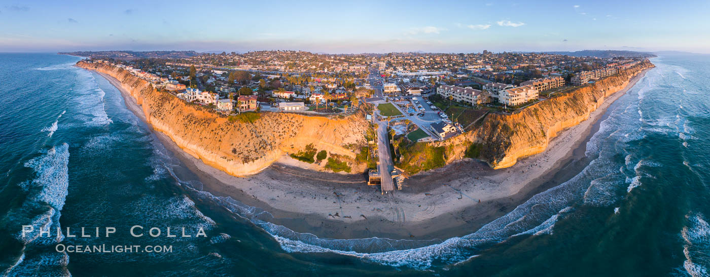 Fletcher Cove and Solana Beach Aerial Photo, aerial panorama of Pillbox and Solana Beach coastline. California, USA, natural history stock photograph, photo id 37965