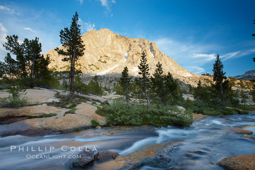 Fletcher Peak (11407') at sunset, viewed from Vogelsang High Sierra Camp in Yosemite's high country. Yosemite National Park, California, USA, natural history stock photograph, photo id 23203