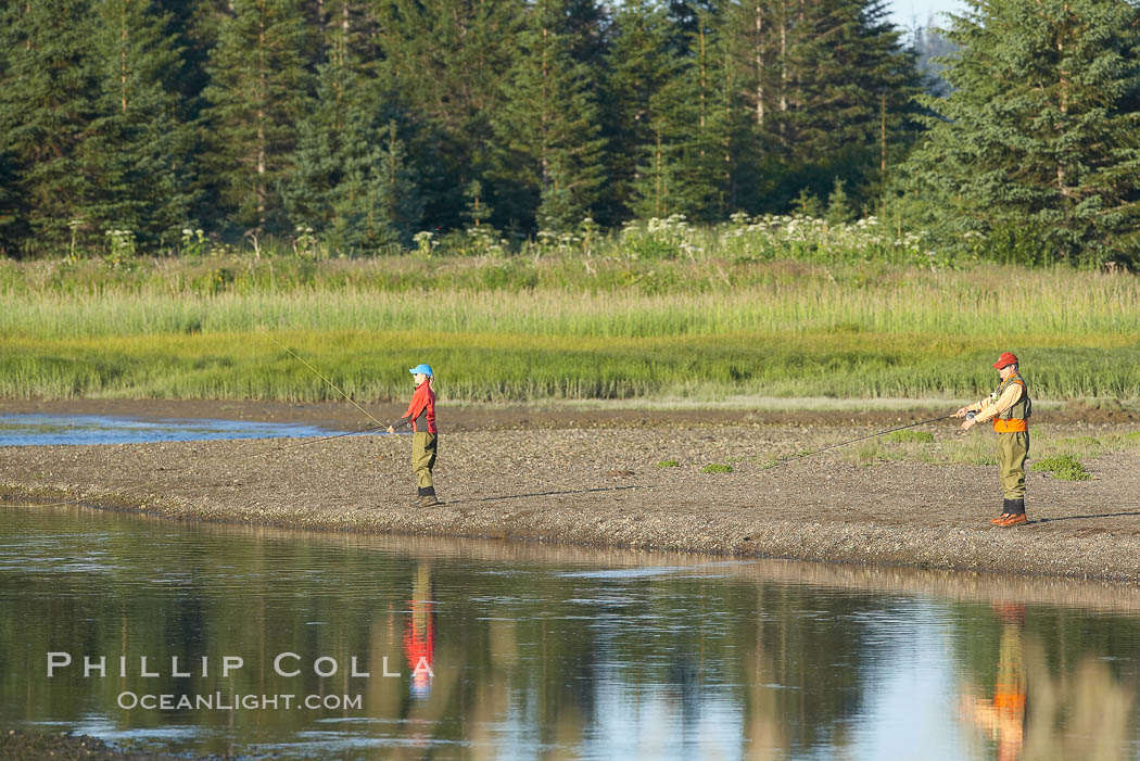 Fly fishing on Silver Salmon Creek. Lake Clark National Park, Alaska, USA, natural history stock photograph, photo id 19079