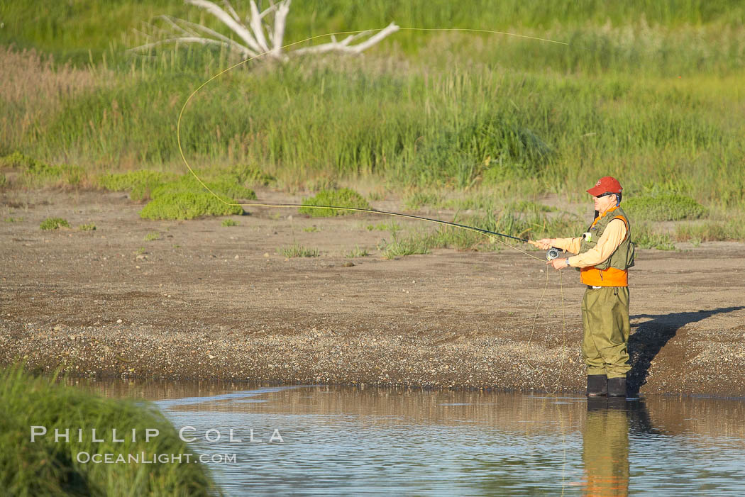 Fly fishing on Silver Salmon Creek. Lake Clark National Park, Alaska, USA, natural history stock photograph, photo id 19091