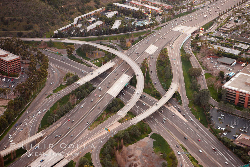Freeway intersection, Interstate 8 and Highway 163, looking west. San Diego, California, USA, natural history stock photograph, photo id 22392