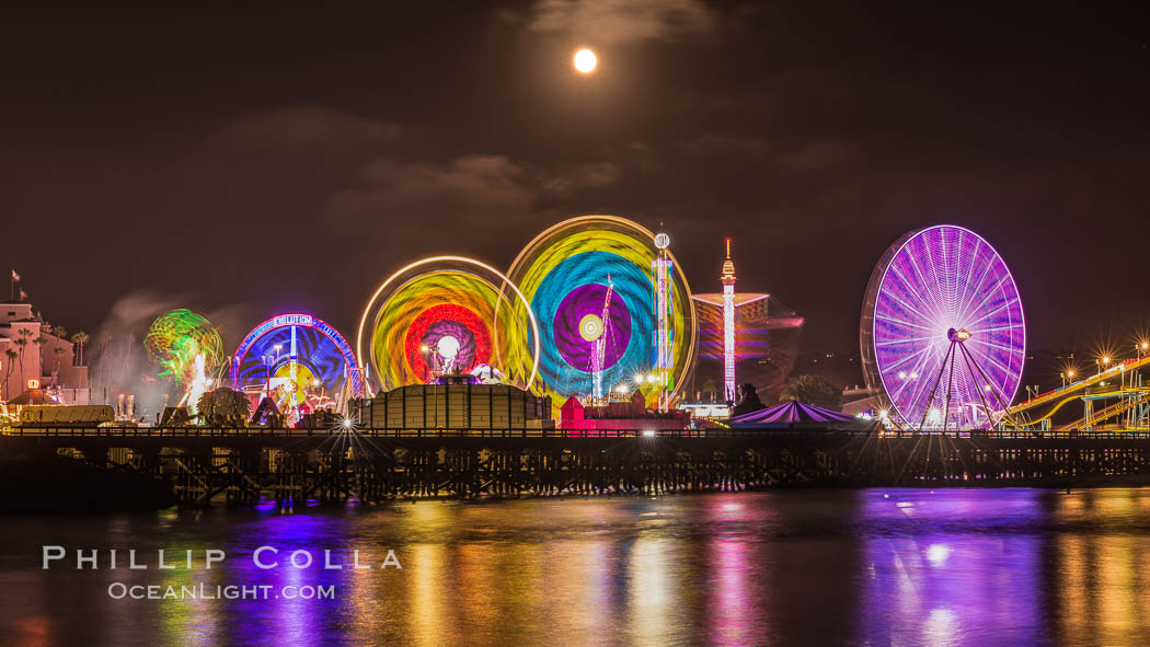 Full moon rising at night over the San Diego County Fair.  Del Mar Fair at night. California, USA, natural history stock photograph, photo id 31032